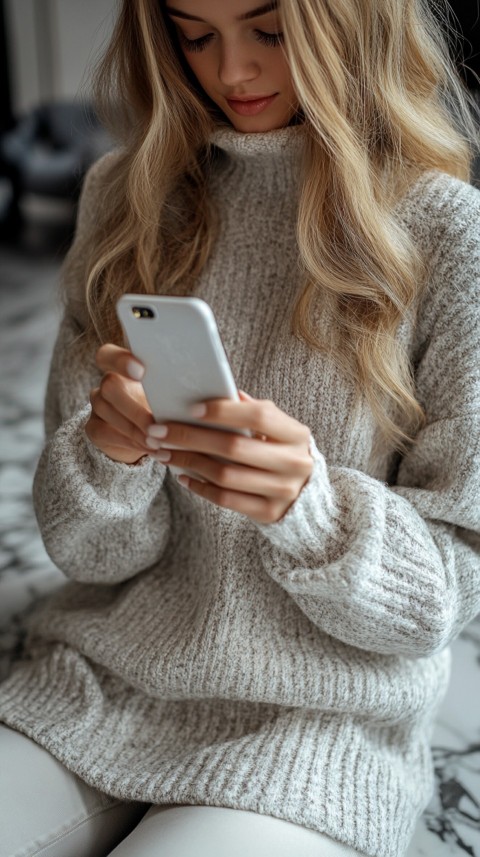 Woman's Hands Typing on a Mobile Phone – Feminine Blogger Aesthetic (268)