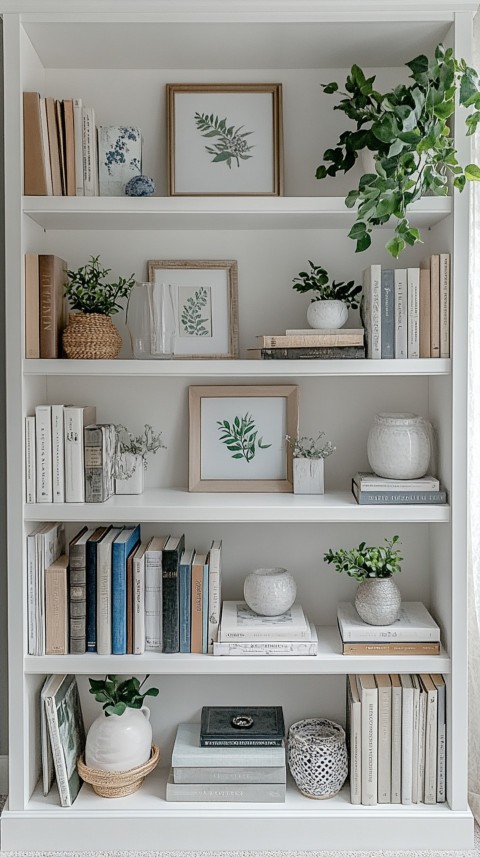 Neat Bookshelf with Minimal Decor – Feminine Blogger Aesthetic (149)