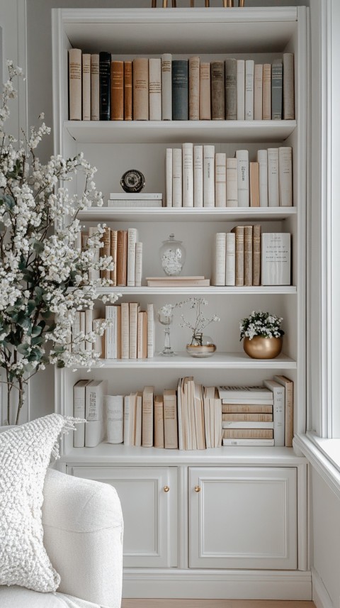 Neat Bookshelf with Minimal Decor – Feminine Blogger Aesthetic (169)