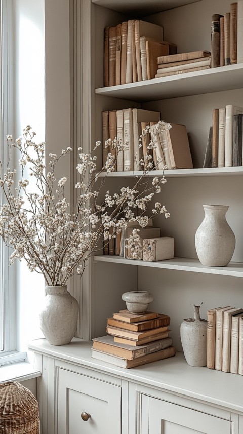 Neat Bookshelf with Minimal Decor – Feminine Blogger Aesthetic (181)