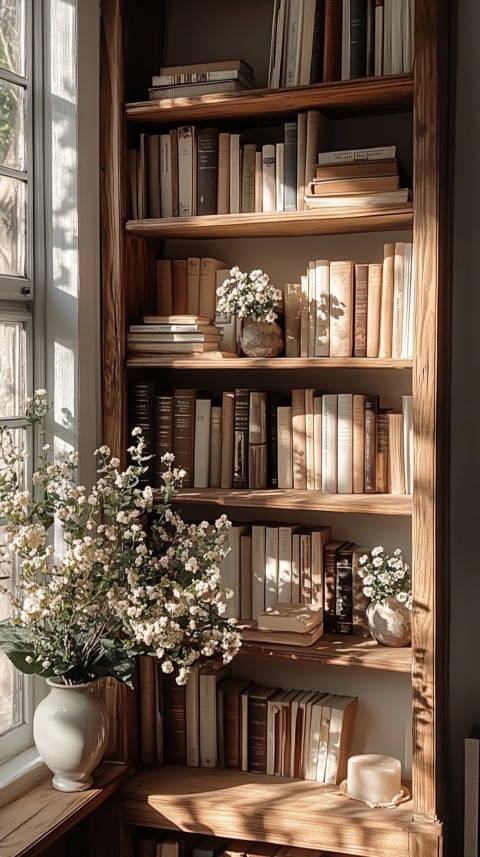 Neat Bookshelf with Minimal Decor – Feminine Blogger Aesthetic (233)