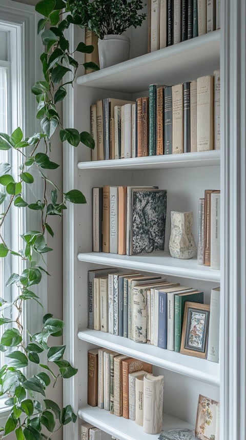 Neat Bookshelf with Minimal Decor – Feminine Blogger Aesthetic (232)