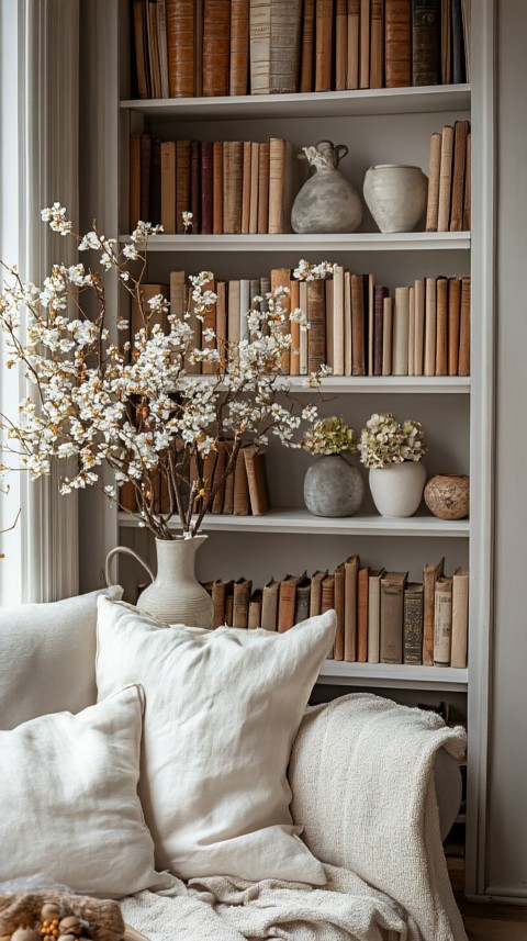 Neat Bookshelf with Minimal Decor – Feminine Blogger Aesthetic (287)