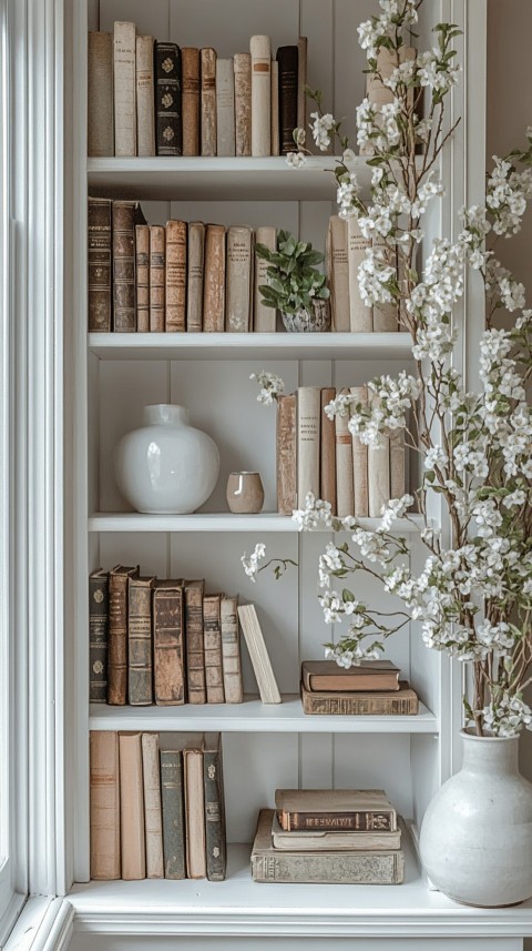 Neat Bookshelf with Minimal Decor – Feminine Blogger Aesthetic (325)