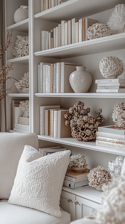 Neat Bookshelf with Minimal Decor – Feminine Blogger Aesthetic (338)