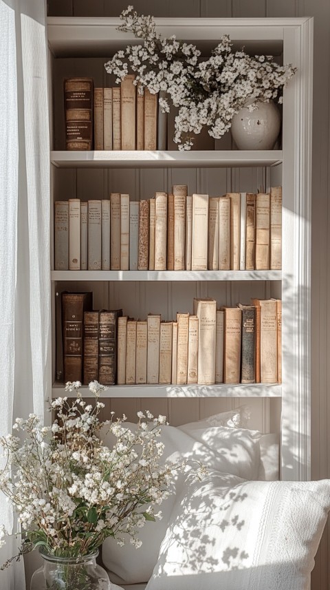 Neat Bookshelf with Minimal Decor – Feminine Blogger Aesthetic (365)