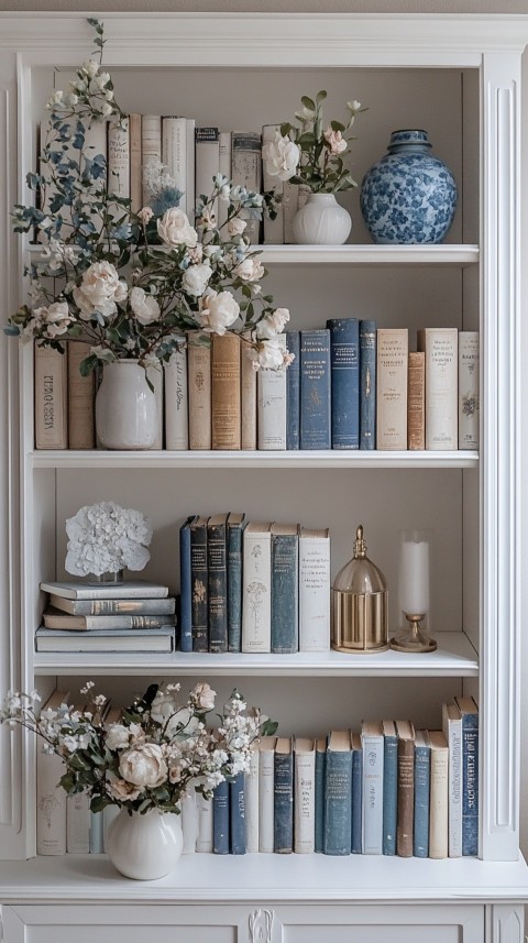 Neat Bookshelf with Minimal Decor – Feminine Blogger Aesthetic (387)