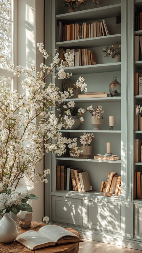 Neat Bookshelf with Minimal Decor – Feminine Blogger Aesthetic (389)