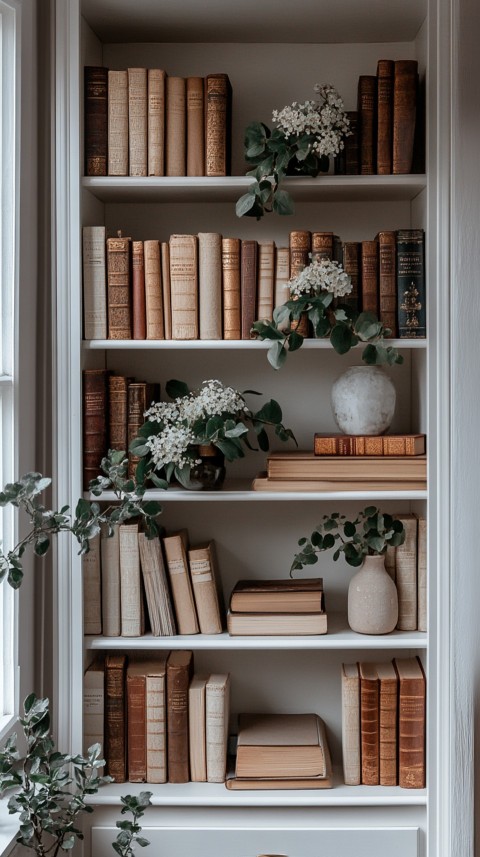 Neat Bookshelf with Minimal Decor – Feminine Blogger Aesthetic (395)