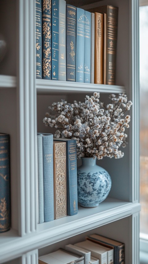 Neat Bookshelf with Minimal Decor – Feminine Blogger Aesthetic (414)