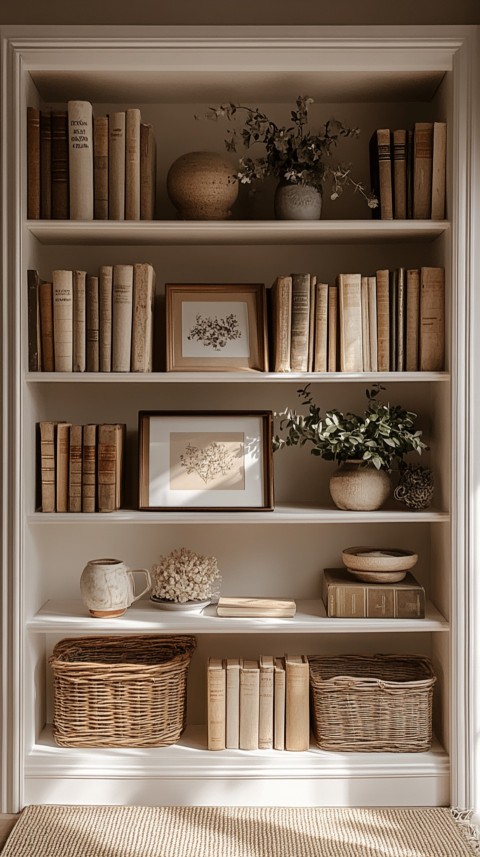 Neat Bookshelf with Minimal Decor – Feminine Blogger Aesthetic (444)