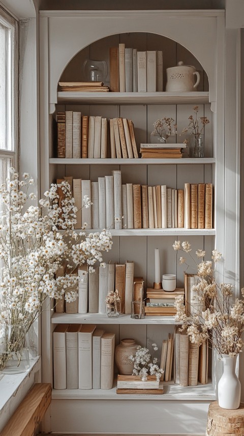 Neat Bookshelf with Minimal Decor – Feminine Blogger Aesthetic (429)