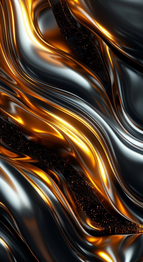 Black and gold abstract background with shiny waves of liquid metal design aesthetic (9)