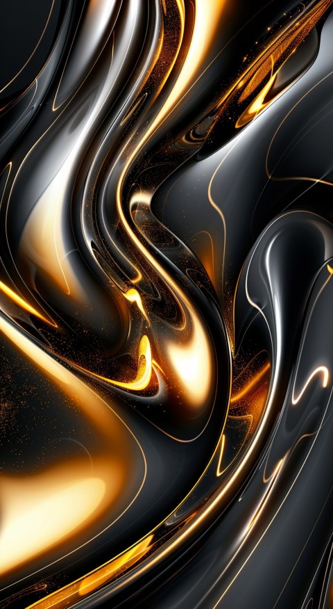 Black and gold abstract background with shiny waves of liquid metal design aesthetic (10)