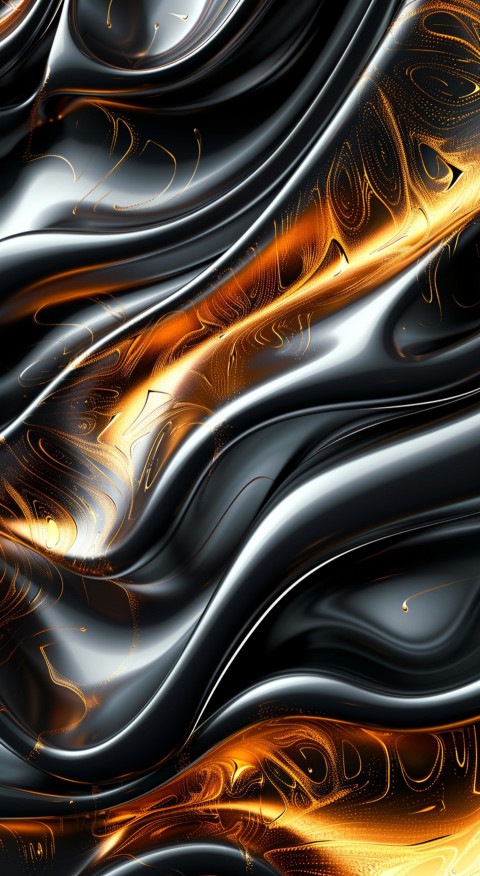 Black and gold abstract background with shiny waves of liquid metal design aesthetic (16)