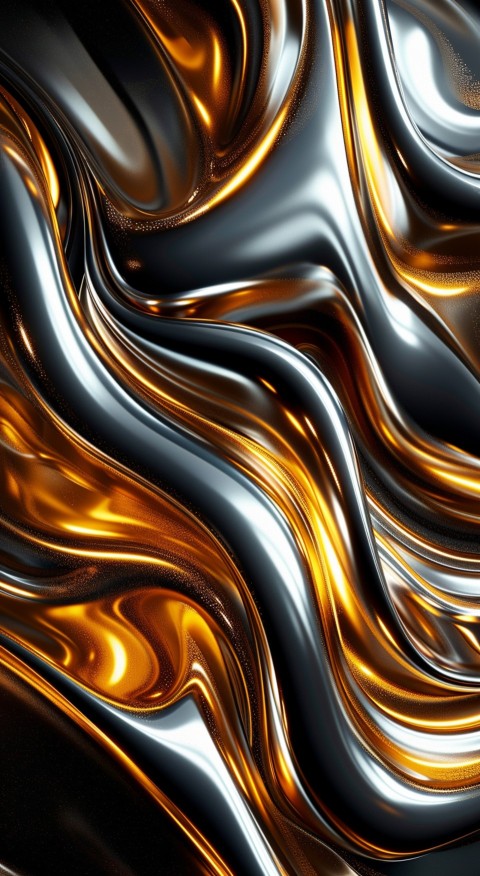 Black and gold abstract background with shiny waves of liquid metal design aesthetic (12)