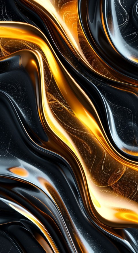 Black and gold abstract background with shiny waves of liquid metal design aesthetic (11)