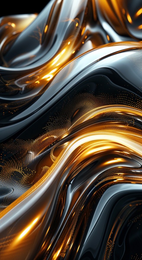 Black and gold abstract background with shiny waves of liquid metal design aesthetic (3)