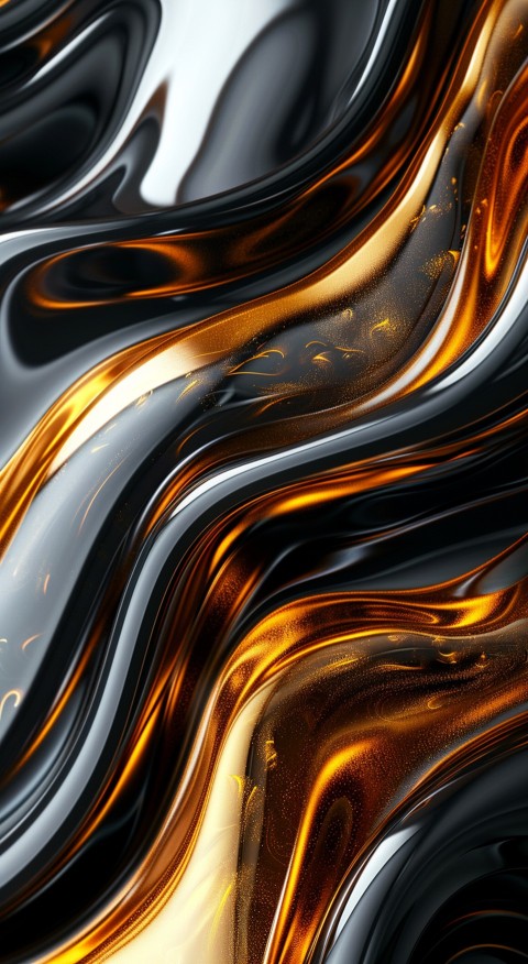Black and gold abstract background with shiny waves of liquid metal design aesthetic (15)