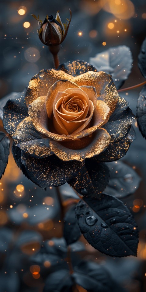 Beautiful Gold Rose Flowers Black and Yellow Aesthetics (23)