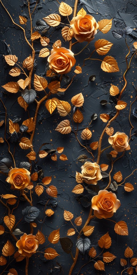 Beautiful Gold Rose Flowers Black and Yellow Aesthetics (43)