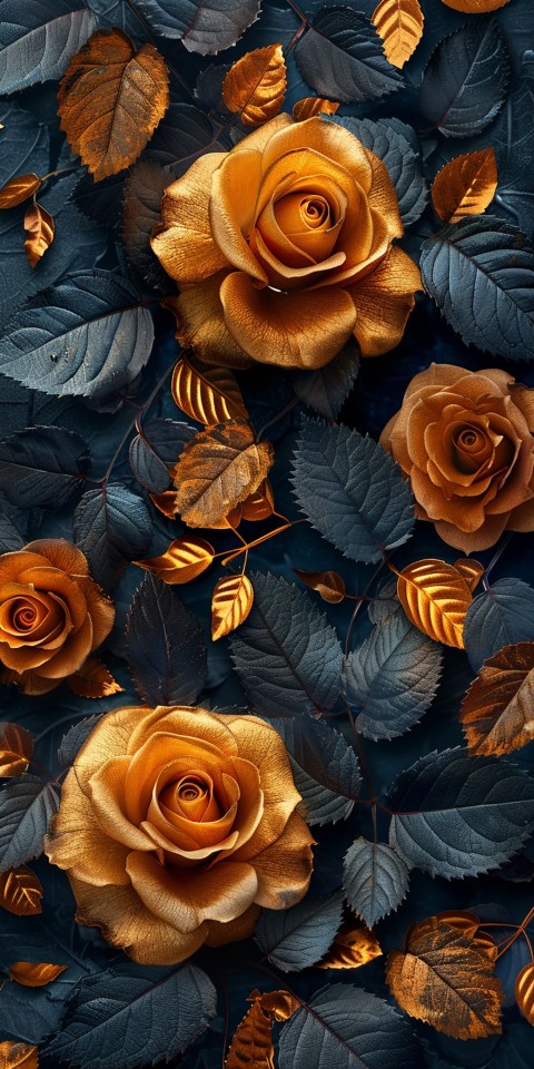 Beautiful Gold Rose Flowers Black and Yellow Aesthetics (49)