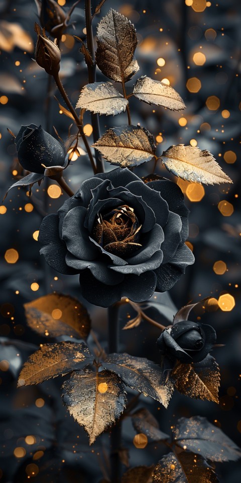 Beautiful Gold Rose Flowers Black and Yellow Aesthetics (70)