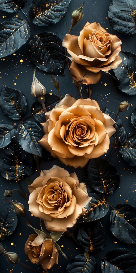 Beautiful Gold Rose Flowers Black and Yellow Aesthetics (62)