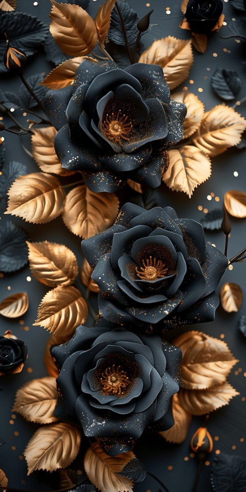 Beautiful Gold Rose Flowers Black and Yellow Aesthetics (54)