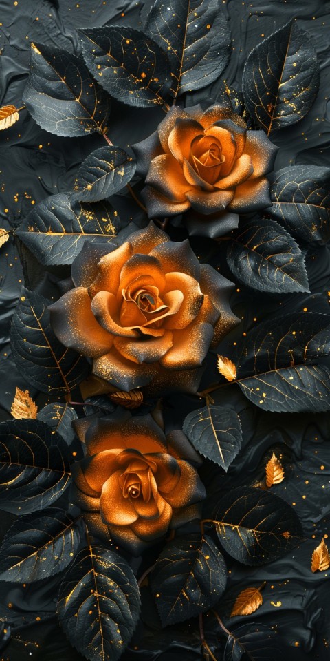 Beautiful Gold Rose Flowers Black and Yellow Aesthetics (59)
