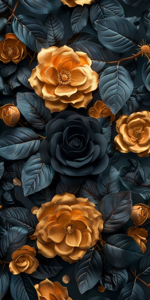 Beautiful Gold Rose Flowers Black and Yellow Aesthetics (68)