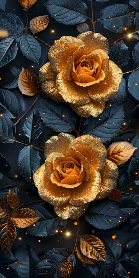 Beautiful Gold Rose Flowers Black and Yellow Aesthetics (75)
