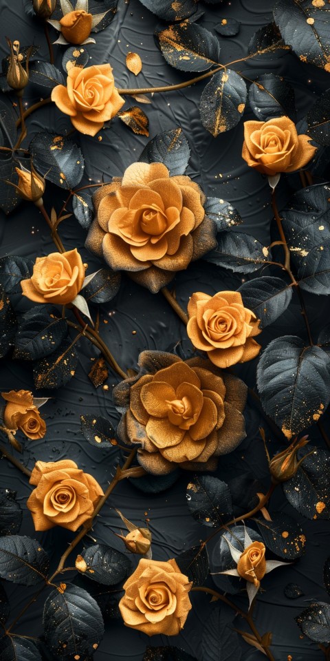 Beautiful Gold Rose Flowers Black and Yellow Aesthetics (67)
