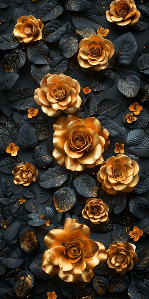 Beautiful Gold Rose Flowers Black and Yellow Aesthetics (65)