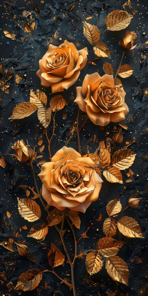 Beautiful Gold Rose Flowers Black and Yellow Aesthetics (52)