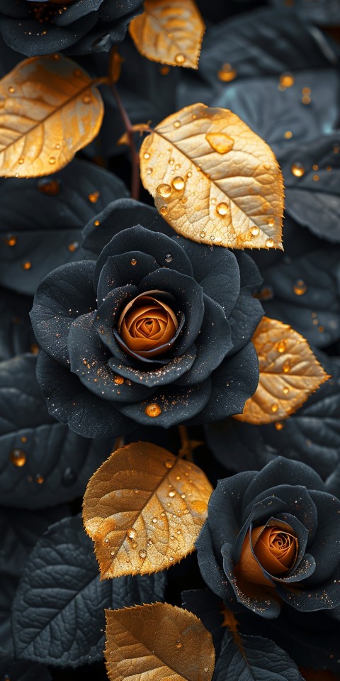 Beautiful Gold Rose Flowers Black and Yellow Aesthetics (85)