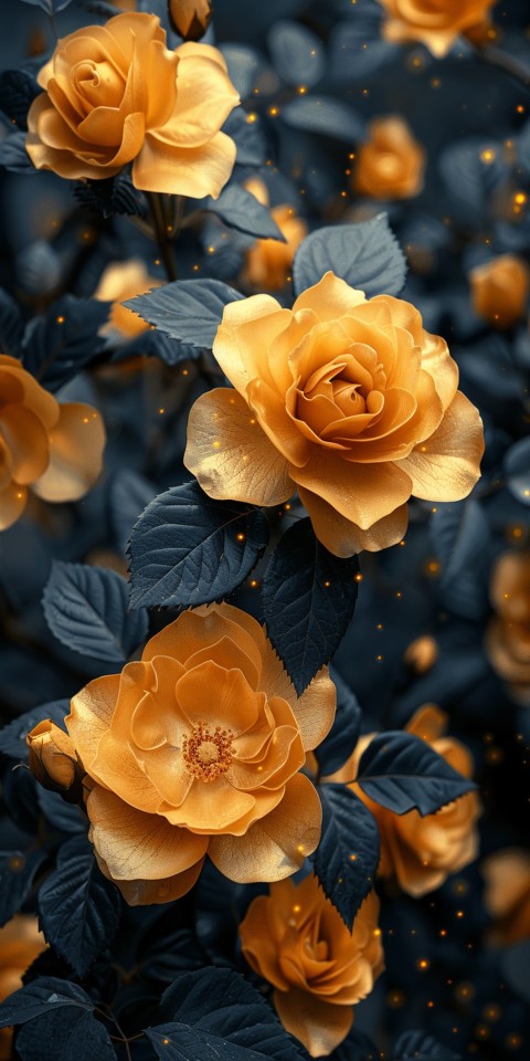 Beautiful Gold Rose Flowers Black and Yellow Aesthetics (99)