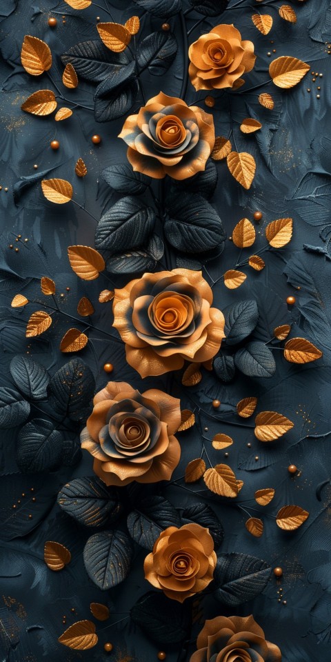 Beautiful Gold Rose Flowers Black and Yellow Aesthetics (100)
