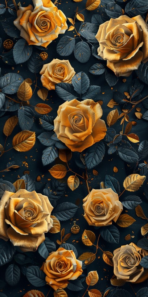 Beautiful Gold Rose Flowers Black and Yellow Aesthetics (83)