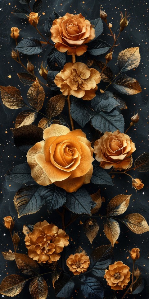 Beautiful Gold Rose Flowers Black and Yellow Aesthetics (95)