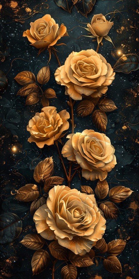 Beautiful Gold Rose Flowers Black and Yellow Aesthetics (78)