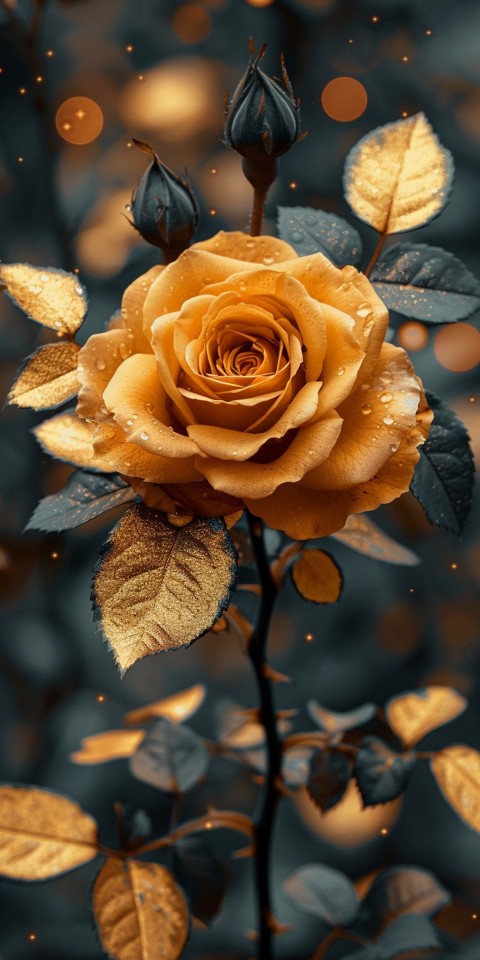Beautiful Gold Rose Flowers Black and Yellow Aesthetics (111)