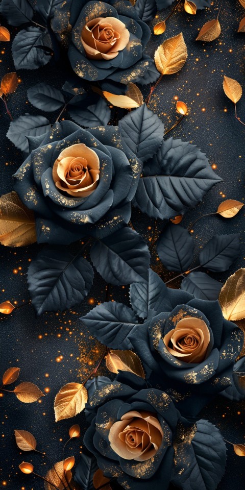 Beautiful Gold Rose Flowers Black and Yellow Aesthetics (101)