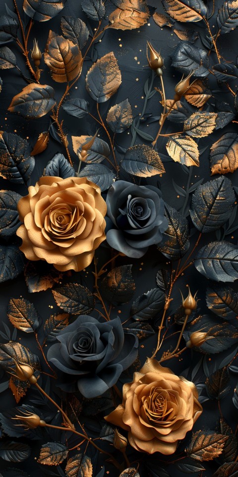 Beautiful Gold Rose Flowers Black and Yellow Aesthetics (105)