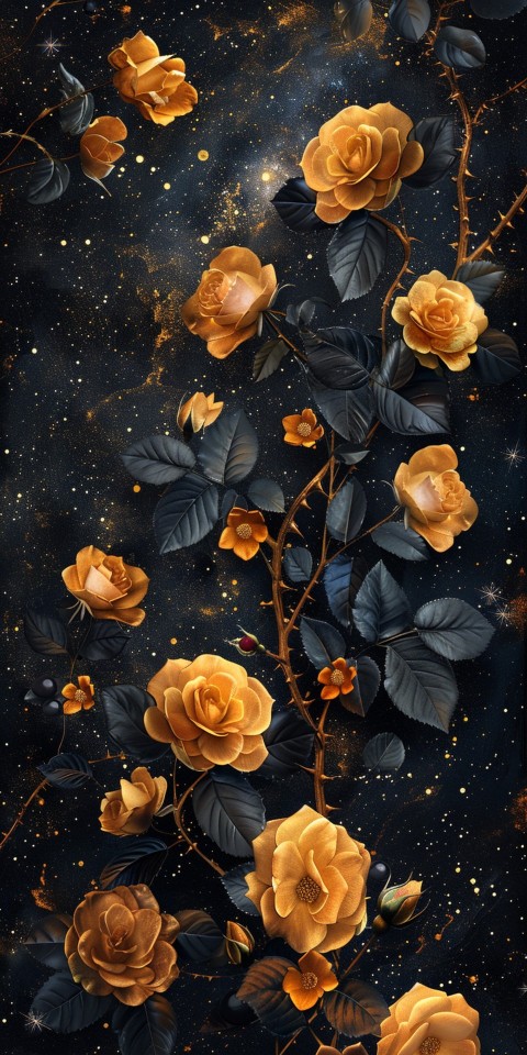 Beautiful Gold Rose Flowers Black and Yellow Aesthetics (106)