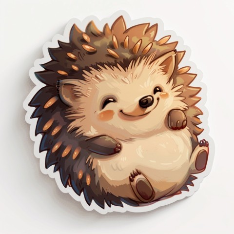 Cute Kawaii Stickers Tiny Hedgehog Curling into a Ball on White Background (17)