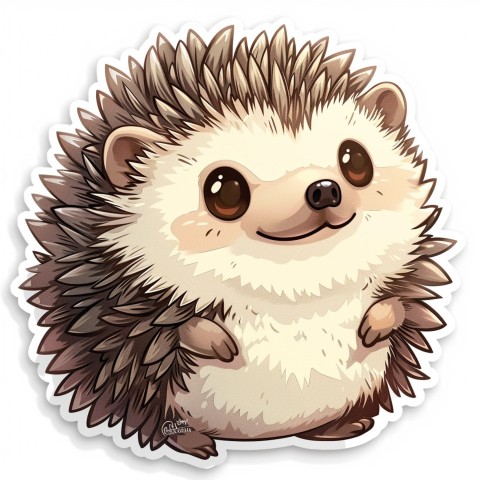 Cute Kawaii Stickers Tiny Hedgehog Curling into a Ball on White Background (43)