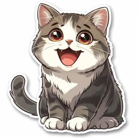 Cute Kawaii Stickers Funny Cat Goofing Around on White Background (6)