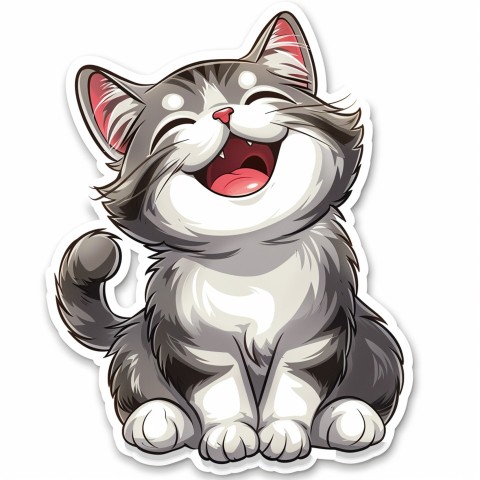 Cute Kawaii Stickers Funny Cat Goofing Around on White Background (19)