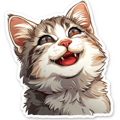 Cute Kawaii Stickers Funny Cat Goofing Around on White Background (18)